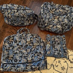 Vera Bradley Paisley Travel Bag Set - Black and Blue